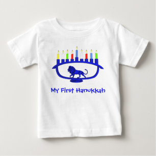 T-shirt Pour Bébé Première Menorah Lion de Hanukkah
