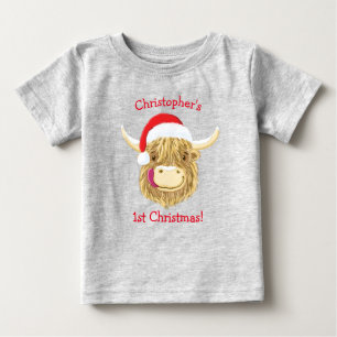 T-shirt Pour Bébé Première Noël de la vache de Hamish Highland per