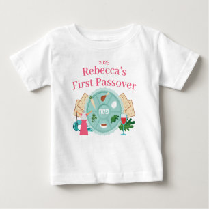 T-shirt Pour Bébé Première Pâque Personnalisée Nom de la fille Année