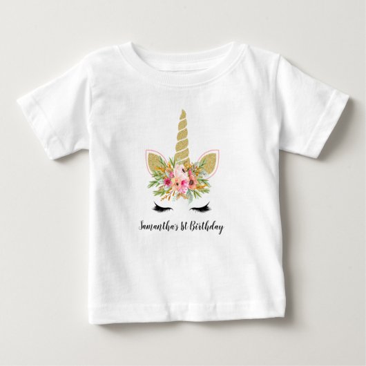 T-shirt Pour Bébé Première Parties scintillant de tenue d'anniversai (Devant)