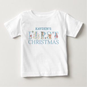 T-shirt Pour Bébé Premières lettres d'animal mignon de Noël Nom de g