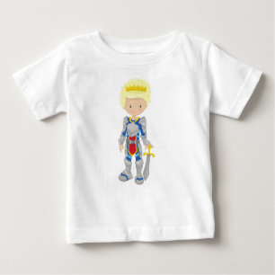 T-shirt Pour Bébé Prince, Roi, Chevalier, Couronne, Épée, Cheveux bl