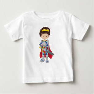 T-shirt Pour Bébé Prince, Roi, Chevalier, Épée, Couronne, Cheveux Br