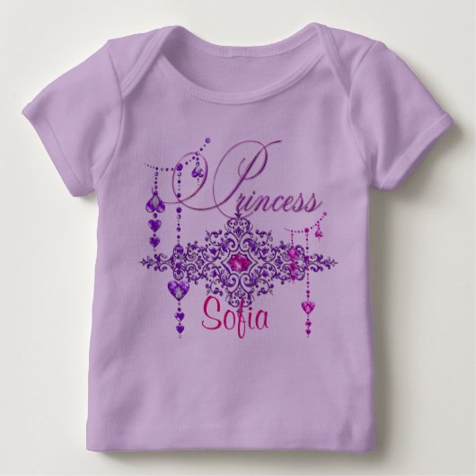 T-shirt Pour Bébé Princess Jewels Lavender Longues Manches Bébé Tee (Devant)