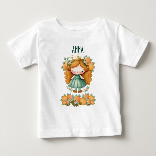 T-shirt Pour Bébé Princesse avec des oranges et des fleurs (Devant)