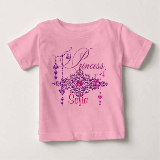 T-shirt Pour Bébé Princesse Bijoux personnalisé rose bébé tutu bodys (Devant)