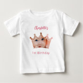 T-shirt Pour Bébé princesse de couronne photo 1er anniversaire (Devant)