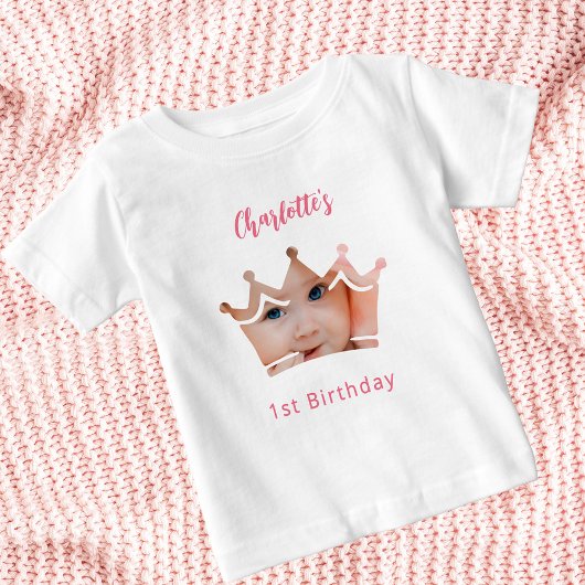 T-shirt Pour Bébé princesse de couronne photo 1er anniversaire