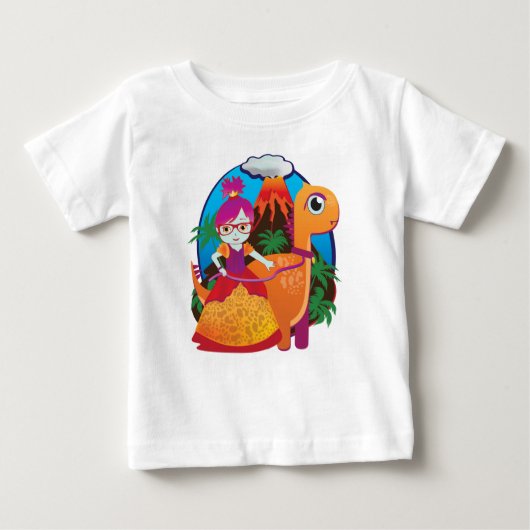 T-shirt Pour Bébé Princesse Dinosaure portant des lunettes (Devant)