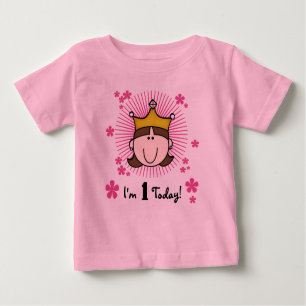 T-shirt Pour Bébé Princesse ęr anniversaire de brune