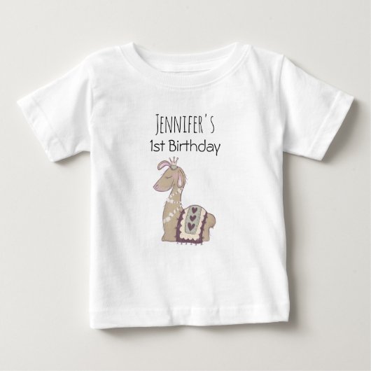 T-shirt Pour Bébé Princesse Lama Mignonne portant une Couronne Anniv (Devant)
