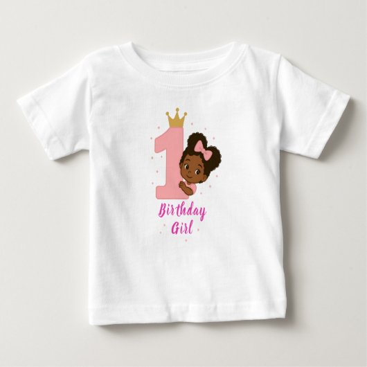 T-shirt Pour Bébé Princesse rose 1er anniversaire Design (Devant)
