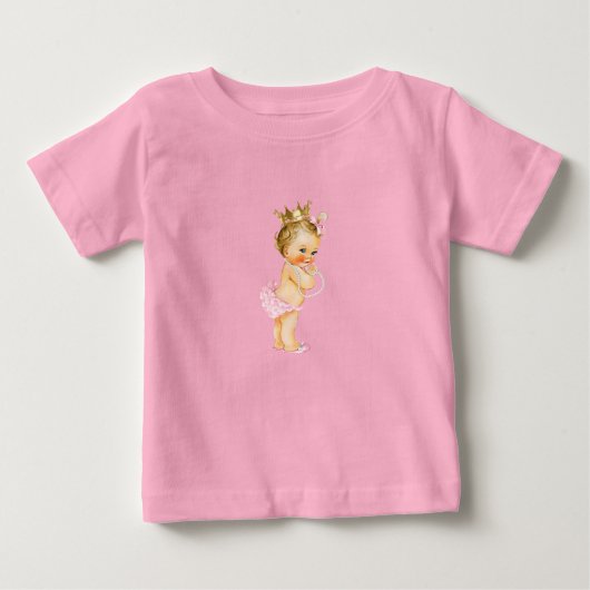 T-shirt Pour Bébé Princesse Rose & Or (Devant)