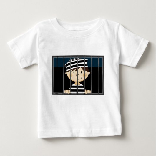 T-shirt Pour Bébé Prisonnier de bande dessinée en cellule de prison (Devant)