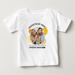 T-shirt Pour Bébé Protégé par Chien aimé par Papa et Mo Personnalisé
