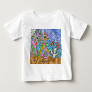 T-shirt Pour Bébé Psychedelic Seahorse Sea Turtle Art