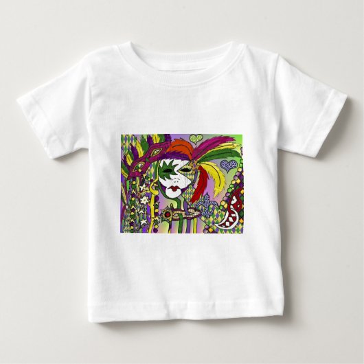 T-shirt Pour Bébé Psychédélique Mardi Gras Plumes Masques Cadeaux Vê (Devant)