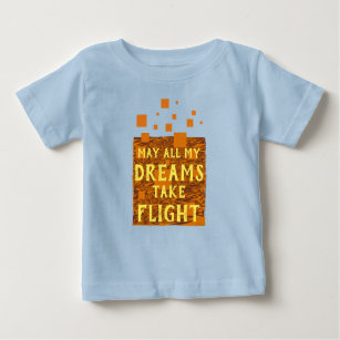 T-shirt Pour Bébé Puisse Tous Mes Rêves Prendre Le Vol Orange Brown 