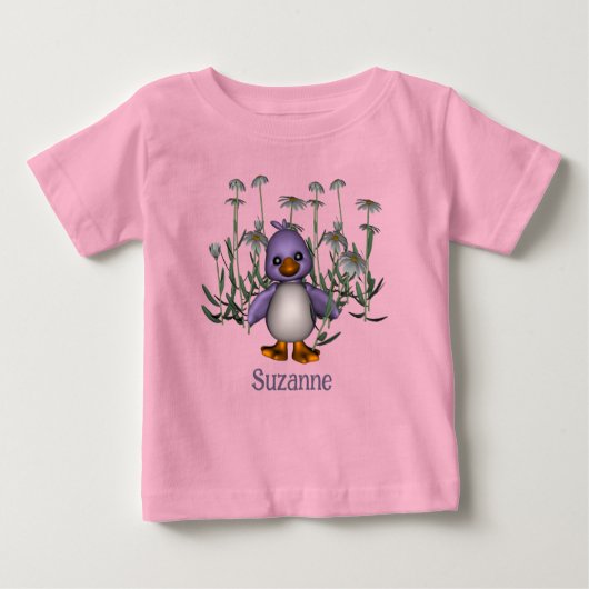 T-shirt Pour Bébé Purple Bird And Daisies Personalized (Devant)