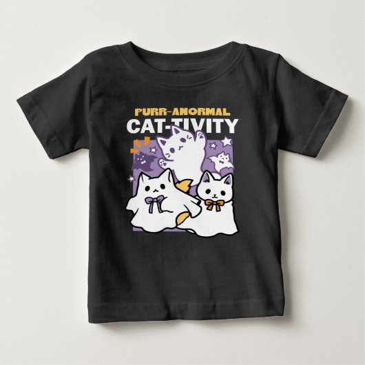 T-shirt Pour Bébé Purr-anormal Cat-tivity - Halloween Cat Design (Devant)