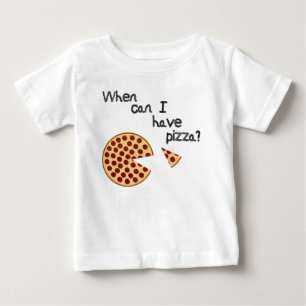 T-shirt Pour Bébé Quand est-ce que je peux prendre la pizza ?
