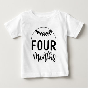 T-shirt Pour Bébé Quatre Mois Bébé Baseball Jalons -