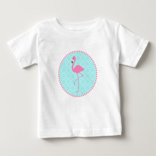 T-shirt Pour Bébé Quatrefoil bleu + Tutu Flamant rose rose (Devant)