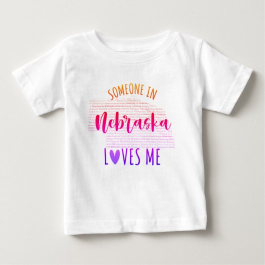 T-shirt Pour Bébé Quelqu'Un Au Nebraska M'Aime Carte T-shirt Bébé (Devant)