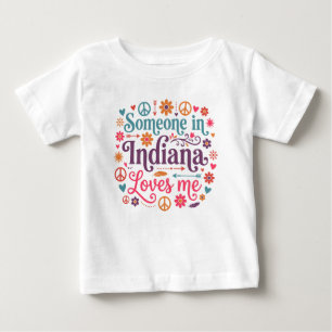 T-shirt Pour Bébé Quelqu'un dans l'Indiana m'aime - Design Bohème Hi