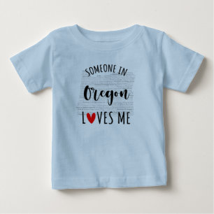 T-shirt Pour Bébé Quelqu'Un En Oregon M'Aime Carte T-shirt Bébé