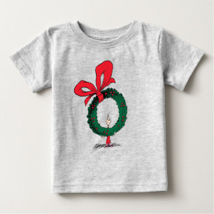 T-shirt Pour Bébé Qui regarde à travers la couronne de Noël