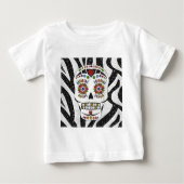 T-shirt Pour Bébé RAB Rockabilly Sugar Skull on Zebra (Devant)