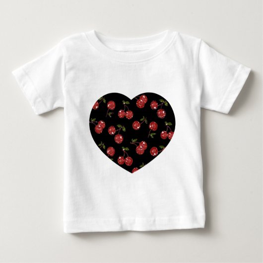 T-shirt Pour Bébé RAB Rockabilly très cerise cerises sur noir (Devant)