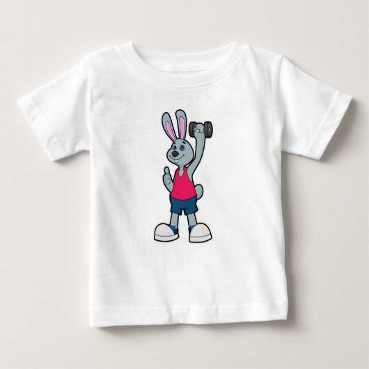 T-shirt Pour Bébé Rabbit à Fitness avec Dumbbell (Devant)