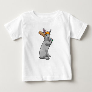 T-shirt Pour Bébé Rabbit au cricket avec chauve-souris de cricket
