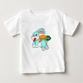 T-shirt Pour Bébé Rabbit avec carotte comme fusée (Devant)