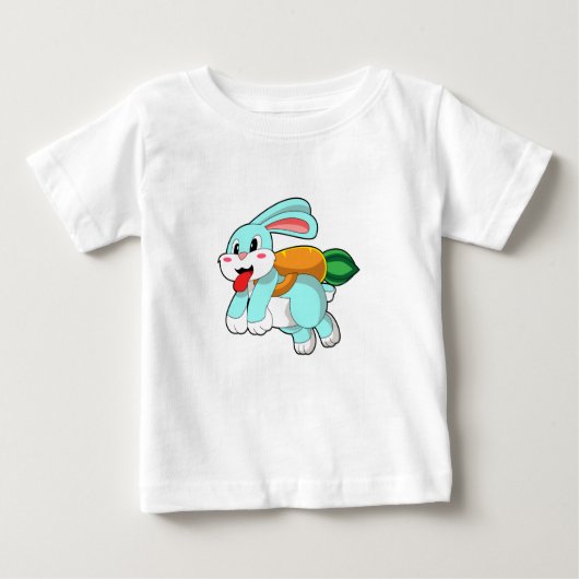 T-shirt Pour Bébé Rabbit avec carotte comme fusée (Devant)
