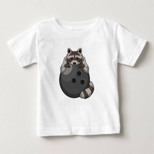 T-shirt Pour Bébé Raccoon à Bowling avec Bowling (Devant)