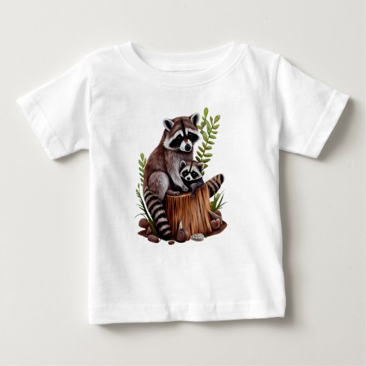 T-shirt Pour Bébé Raccoons Maman Et Bébé (Devant)