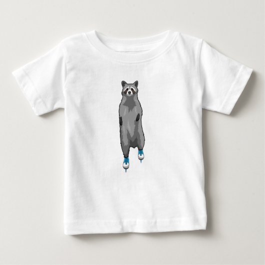 T-shirt Pour Bébé Racon au patinage sur glace avec patins sur glace (Devant)