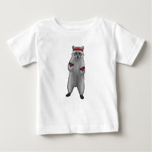 T-shirt Pour Bébé Racoon à Fitness avec Dumbbells
