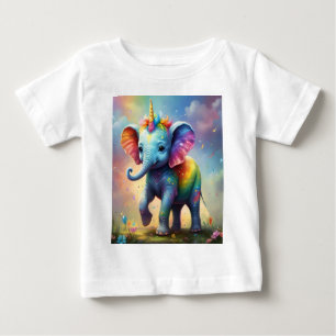 T-shirt Pour Bébé Radiant Merveilles : Le Rainbow Baby Unicorn Eleph