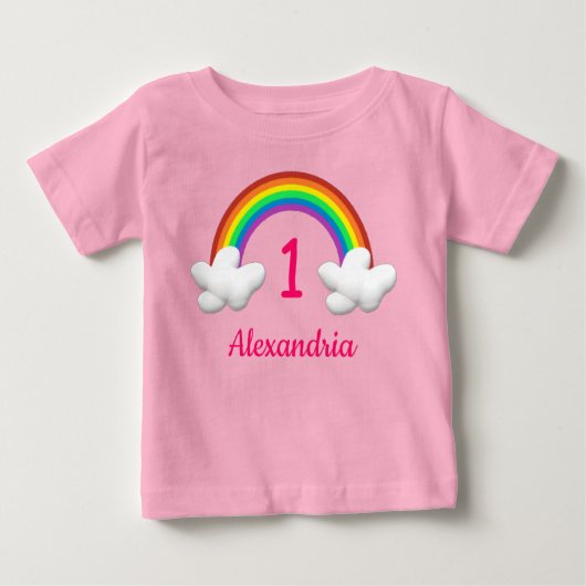 T-shirt Pour Bébé Rainbow Girl N'importe quel âge Anniversaire (Devant)