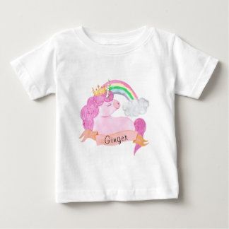 T-shirt Pour Bébé 🌈 Rainbow Unicorn Nom personnalisé