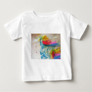 T-shirt Pour Bébé Rainbow Unicorn Toddlers Watercolor art T Shirt