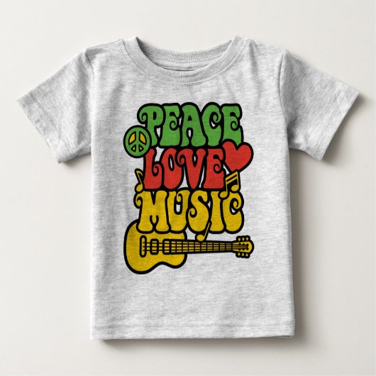T-shirt Pour Bébé Rasta Peace-Love-Music (Devant)