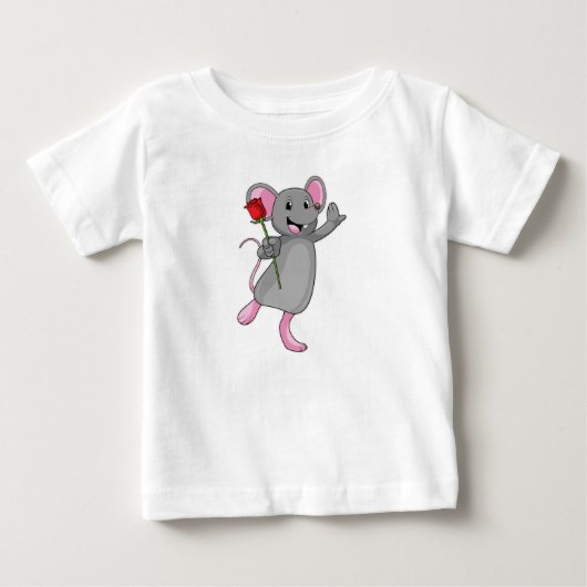 T-shirt Pour Bébé Rat avec fleur de rose (Devant)