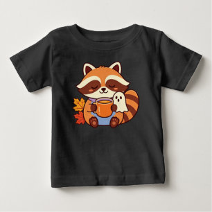 T-shirt Pour Bébé Raton laveur automnal confortable avec un fantôme