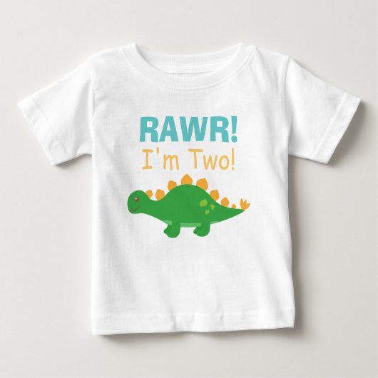 T-shirt Pour Bébé Rawr, I am Two, mignon dinosaure pour bébés (Devant)