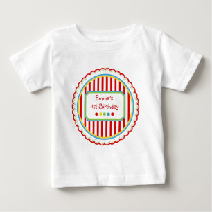 T-shirt Pour Bébé Rayures douces de cirque de sucrerie